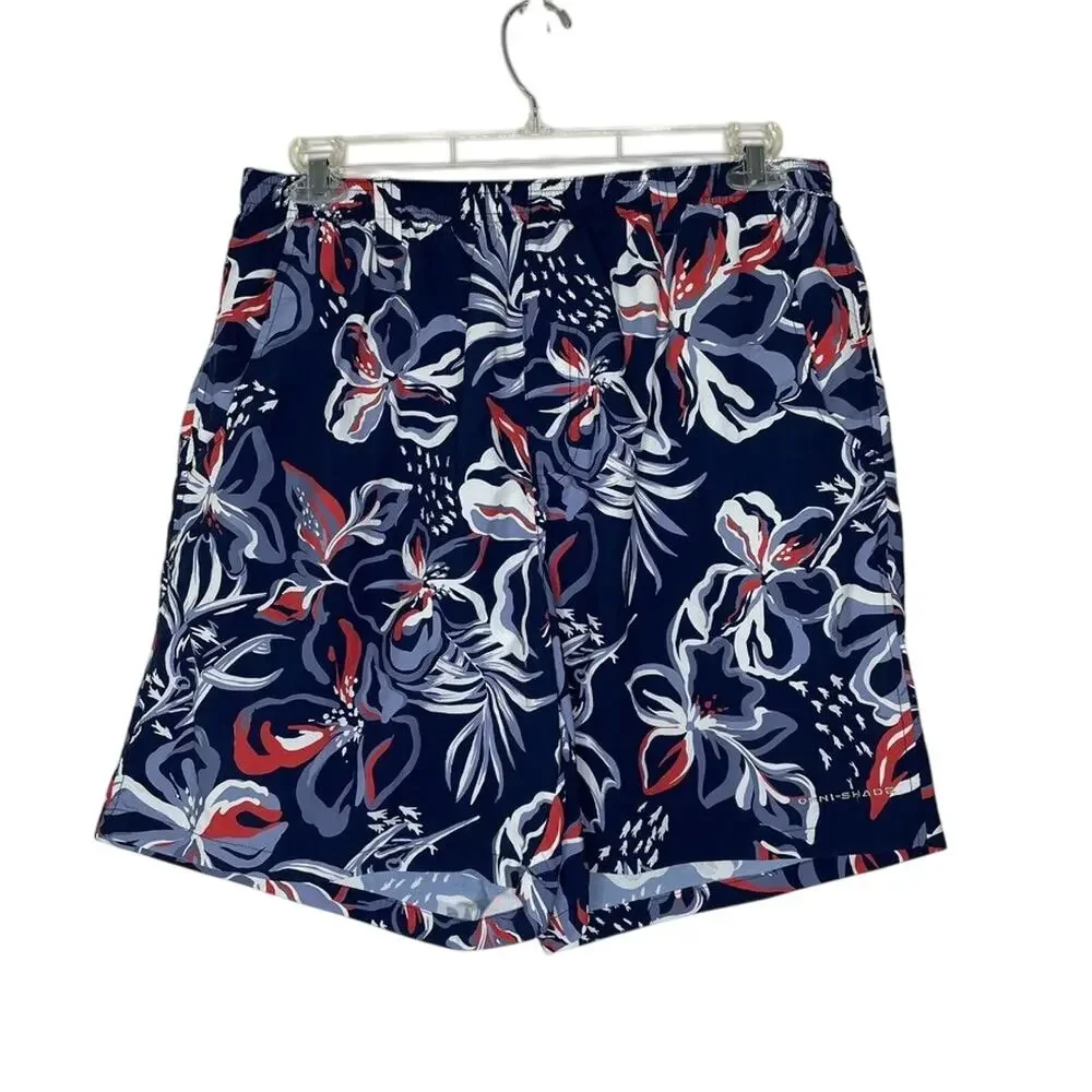 Columbia Large Swim Trunks Red White Blue Floral 8